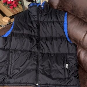 Men's Black and Blue Reversible Puffer Vest